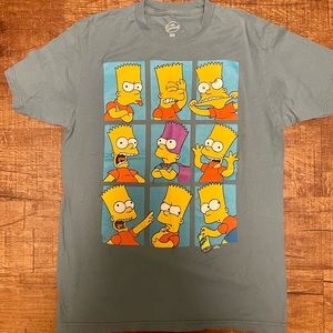 Bart Simpson Expressions Light Blue Graphic Tee Size Medium New without Tags